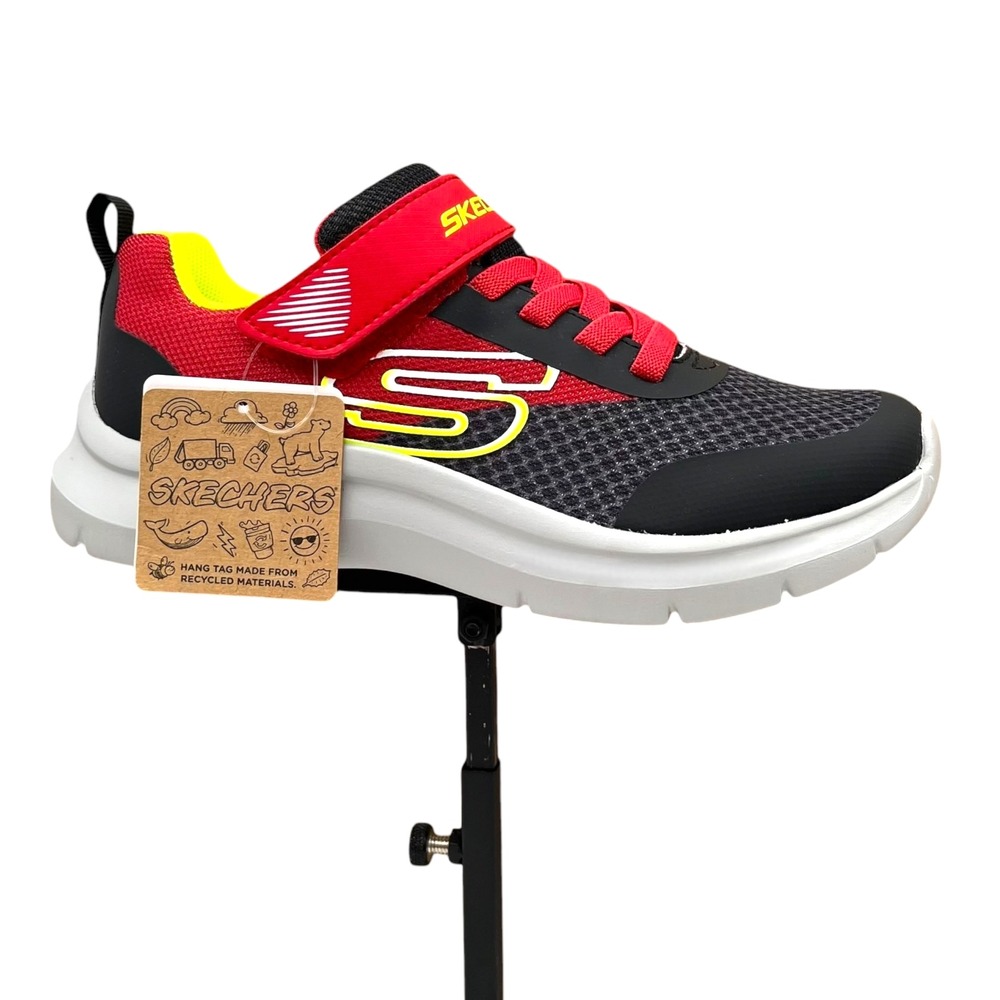 Skechers Squad Youth Boys Slip On Sneakers Size 3 Black/Red/Yellow Lightweight